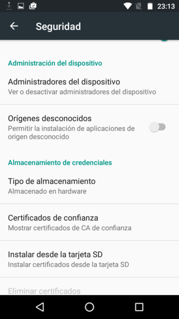Opciones sistema Motorola G4 Play