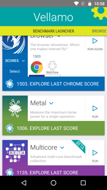 Resultado en Vellamo Motorola G4 Play