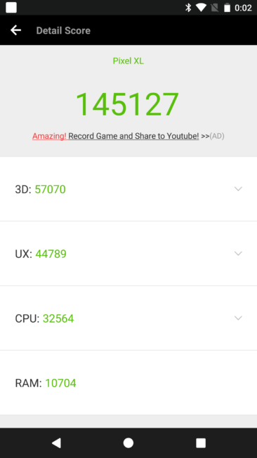 Resultado en AnTuTu del Google Pixel XL