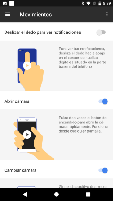 Gestos en el Google Pixel XL