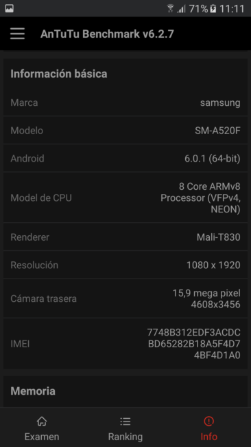 Datos en AnTuTu del Samsung Galaxy A5 2017