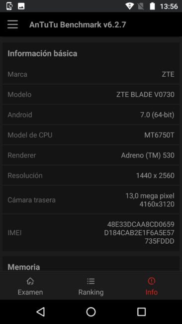 Datos AnTuTu del Moto Z
