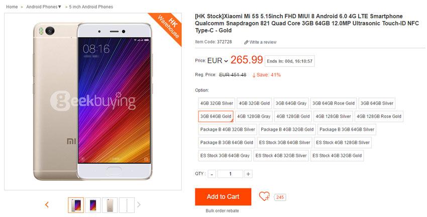 Descuento del 41% en el Xiaomi Mi5S