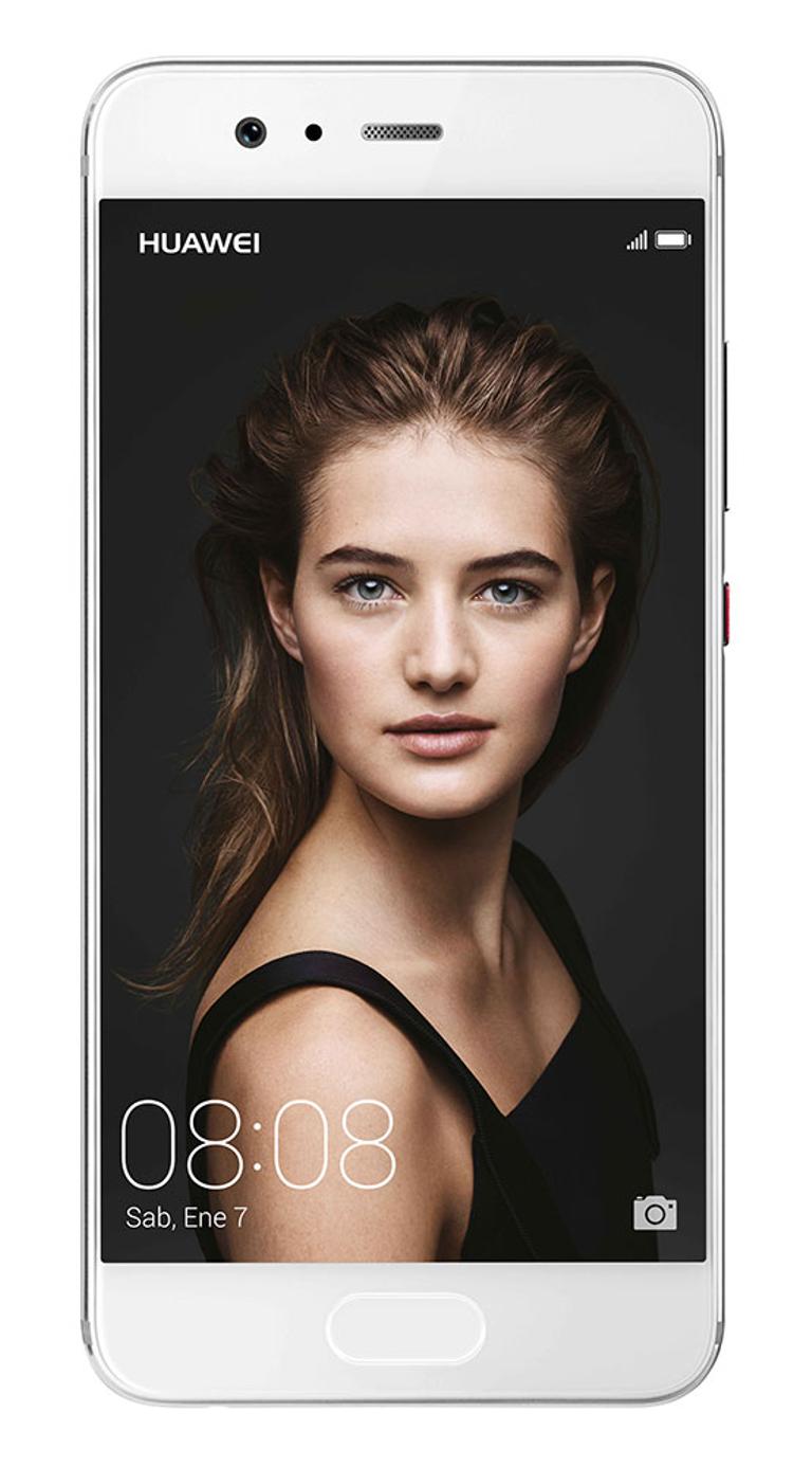 Huawei P10 blanco con chica en pantalla