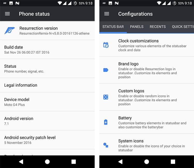 ROM personalizada para el Moto G4 Plus basada en Android 7.1