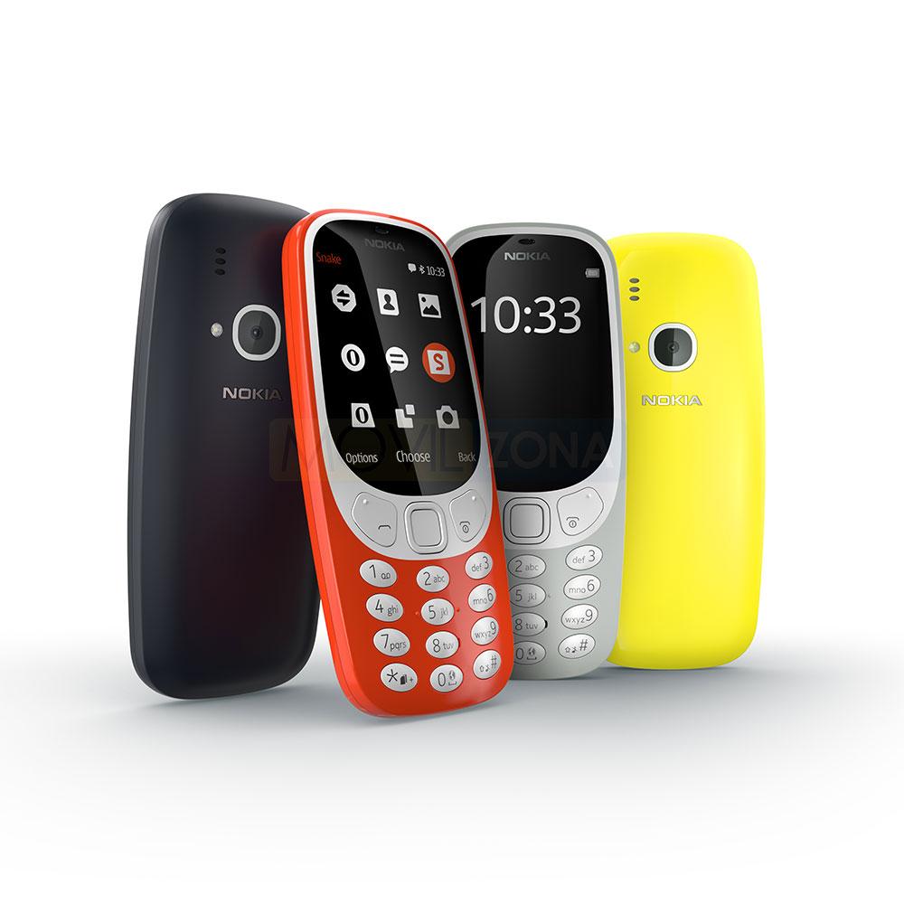 Nokia 3310 negro, rojo, plata y amarillo