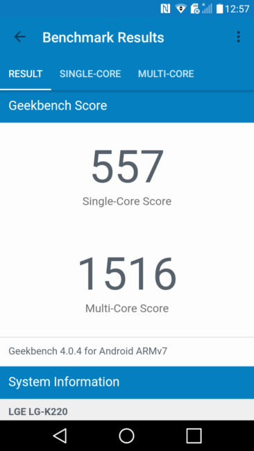 Resultado Geekbench LG X Power