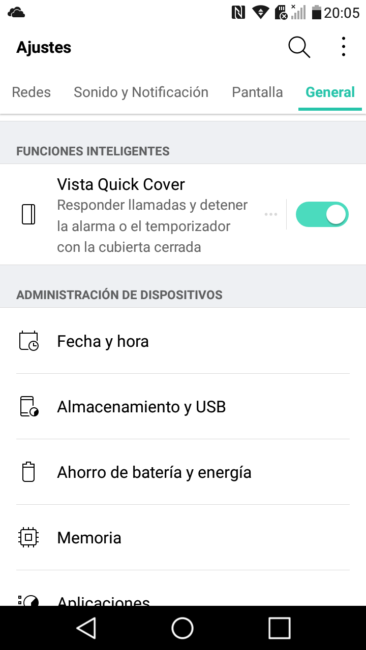 Sistema del LG X Power