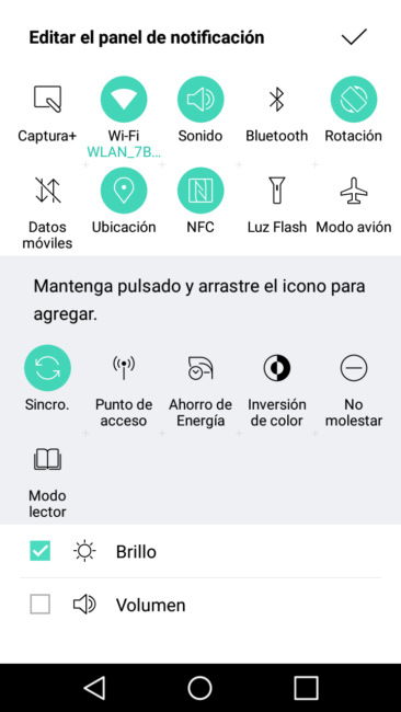 Accsos rápidos del LG X Power
