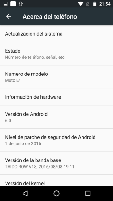 Sisntema del Moto E3