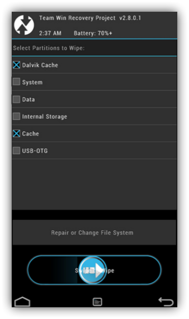 Wipe Cache Recovery TWRP