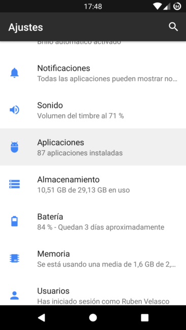 Ajustes Aplicaciones Android 7 Nougat