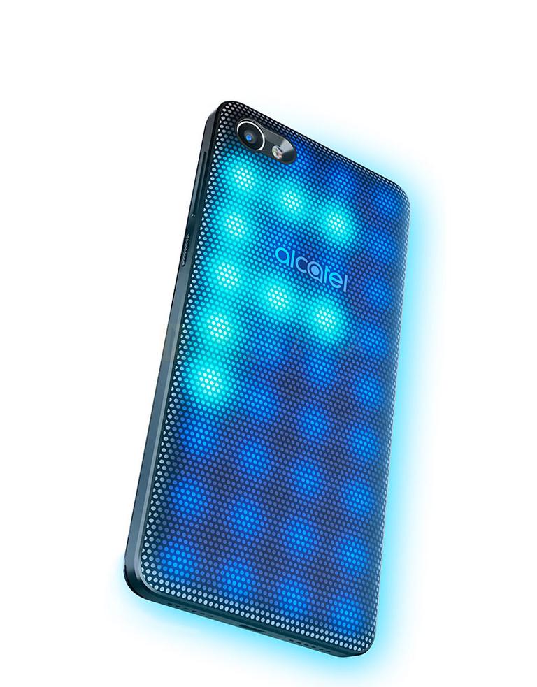 Alcatel A5 LED con carcasa de leds azules