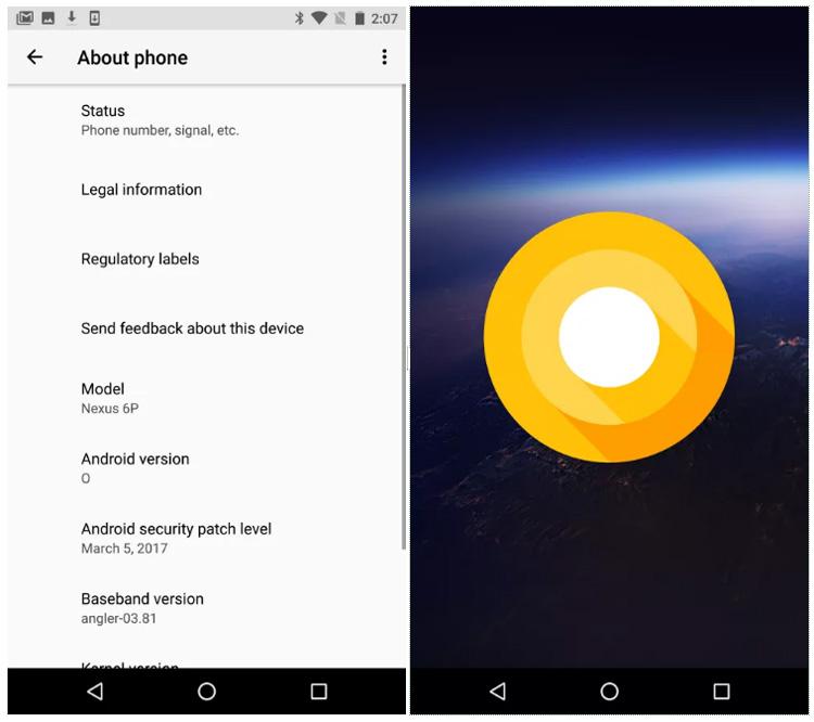 Interfaz de Android O