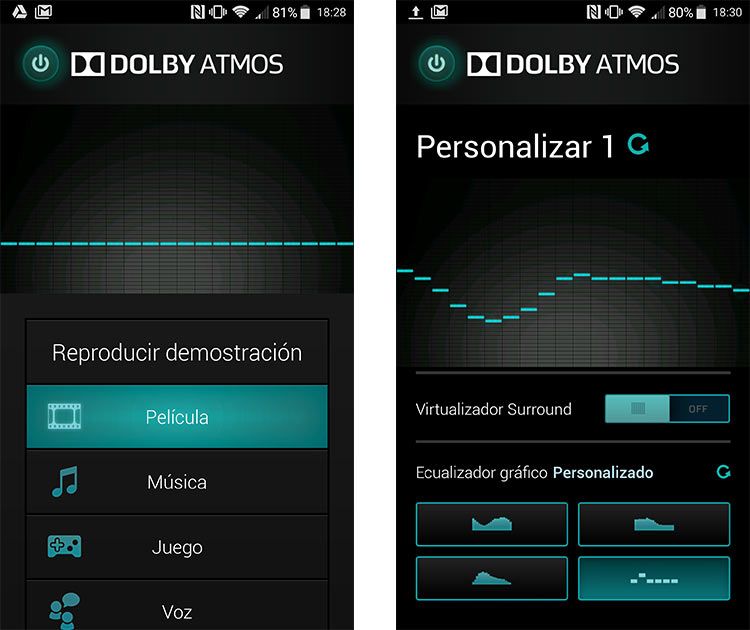 Configuración de Dolby Atmos en el ZTE Axon 7