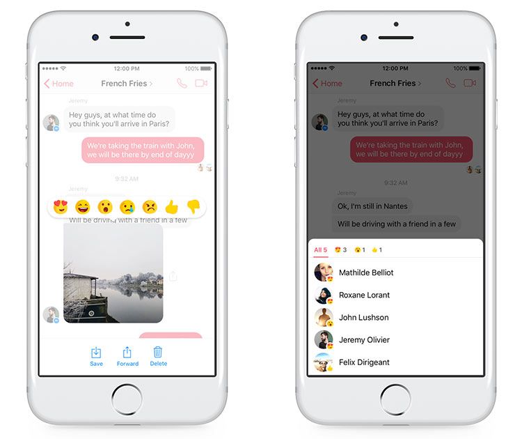 Reacciones en Facebook Messenger