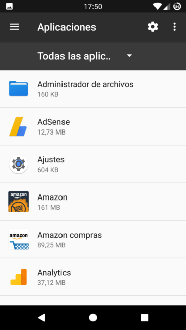 Lista de Aplicaciones instaladas Android 7 Nougat