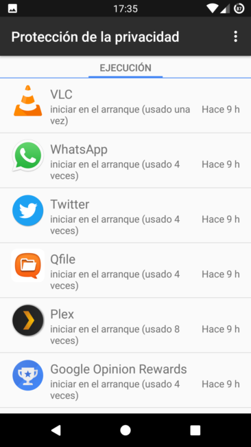 Lista de aplicaciones en el arranque de Android 7