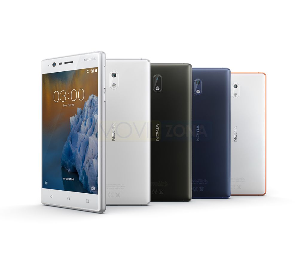 Nokia 3 blanco, negro, azul y gris