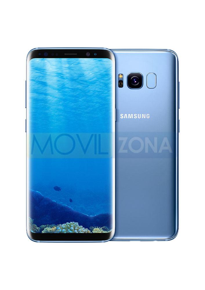 Samsung Galaxy S8 azul vista delantera y trasera