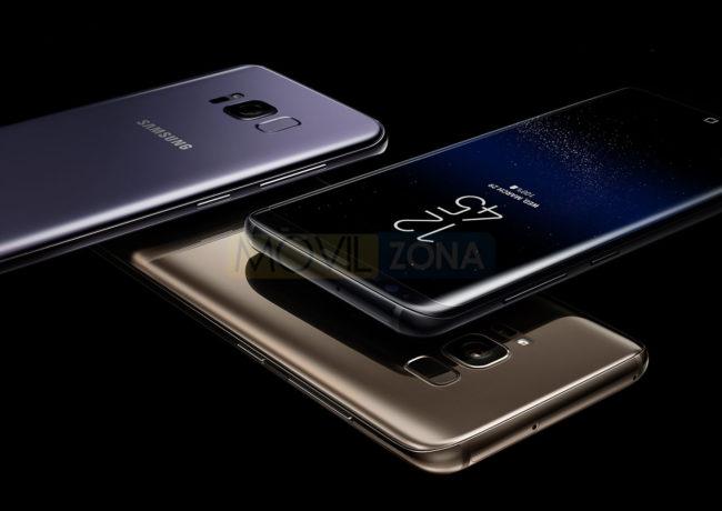 Samsung Galaxy S8 dorado, negro y violeta