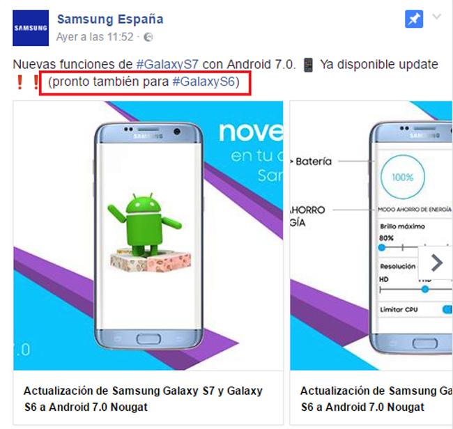 Actualización OTA para el Samsung Galaxy S6