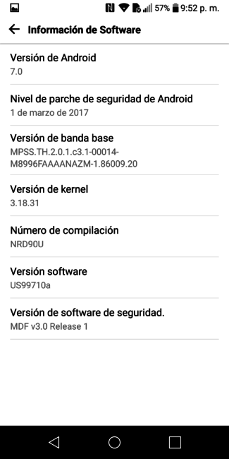 Sistema del LG G6