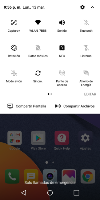 Accesos rápidos del LG G6