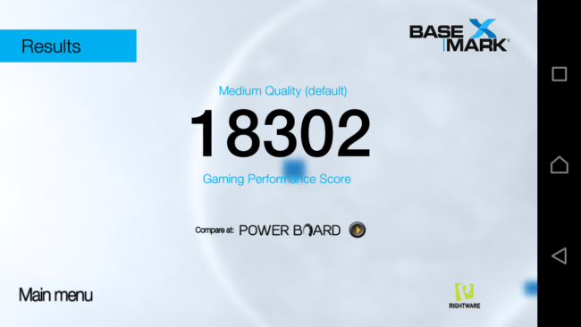 Resultado en Basemark del Sony Xperia XA1