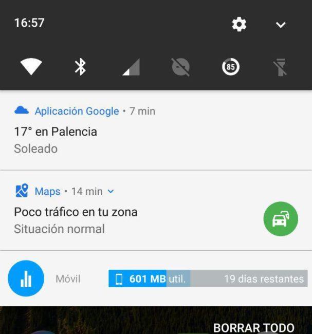 Notificacion Poco trafico en tu zona Android Google Maps