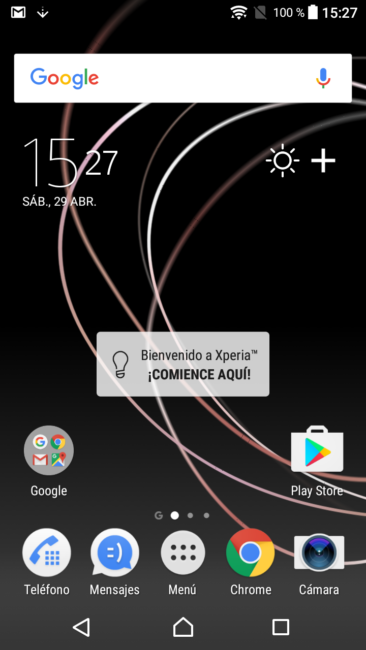 Escritorio del teléfono Sony Xperia XA1
