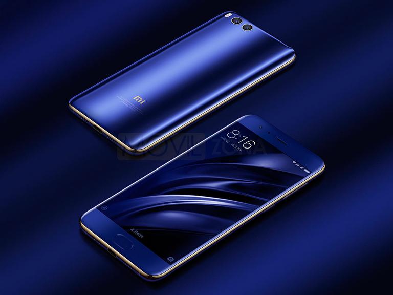 Xiaomi Mi 6 azul sobre fondo azul