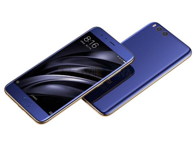 Xiaomi Mi 6 azul sobre fondo blanco