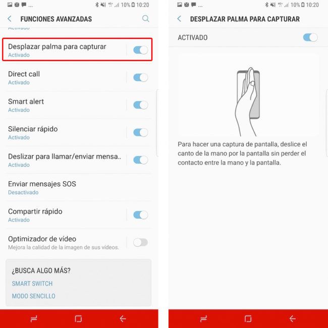 cómo hacer capturas en el s8