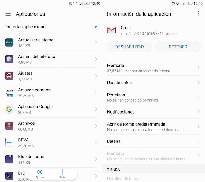 Deshabilitar apps