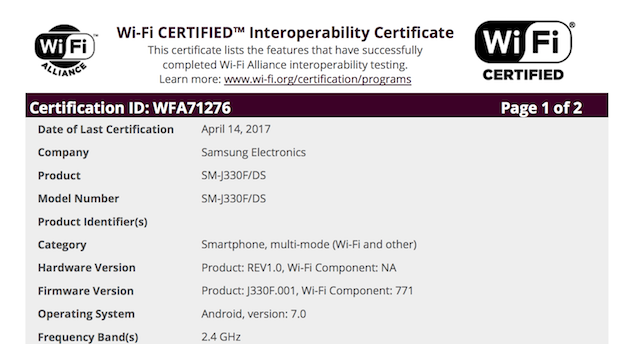 samsung galaxy j3 nougat