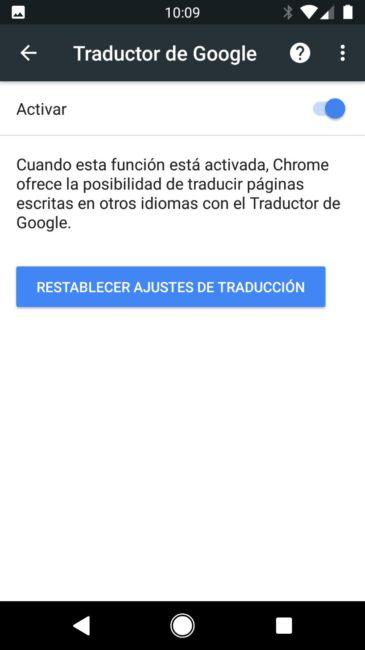 Activar o desactivar traducciones Google Chrome Android