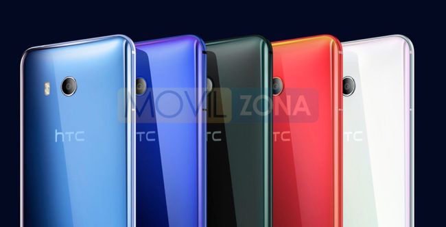 HTC U11 azul, negro y rojo