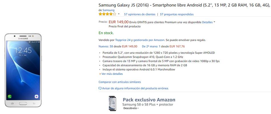 Samsung Galaxy J5 en Amazon