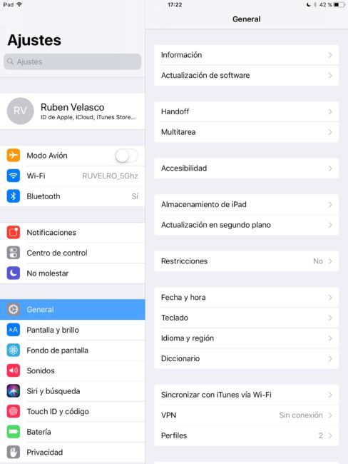 Ajustes - General - iOS