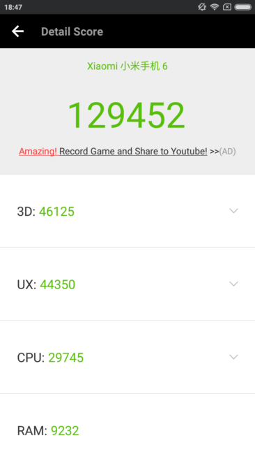 Resultado AnTuTu Xiaomi Mi 6