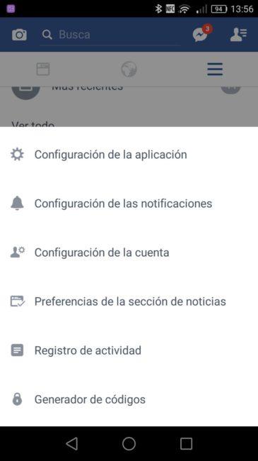 Configuración notificaciones Facebook Android