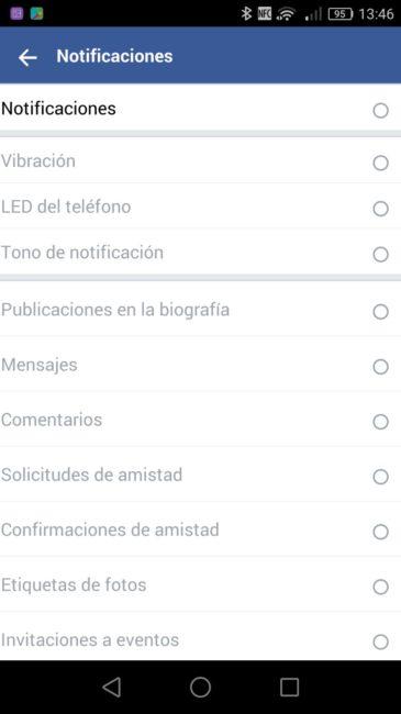 Desactivar todas las notificaciones Facebook Lite Android