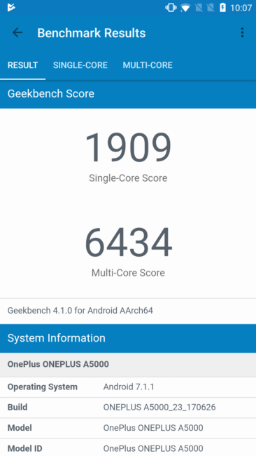 Test Geekbench OnePlus 5