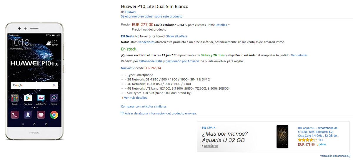 Huawei P10 Lite en Amazon