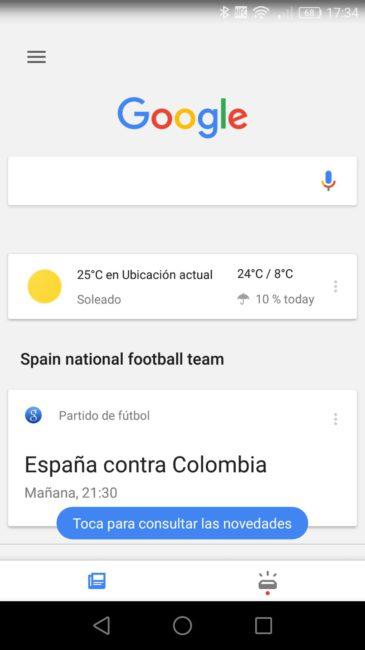 Tarjeta de Tiempo de Google Now
