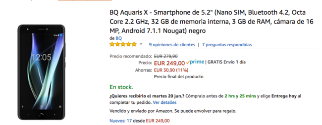 bq aquaris x amazon