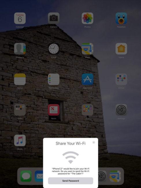 Función de iOS 11 para compartir la contraseña WiFi de una red inalámbrica