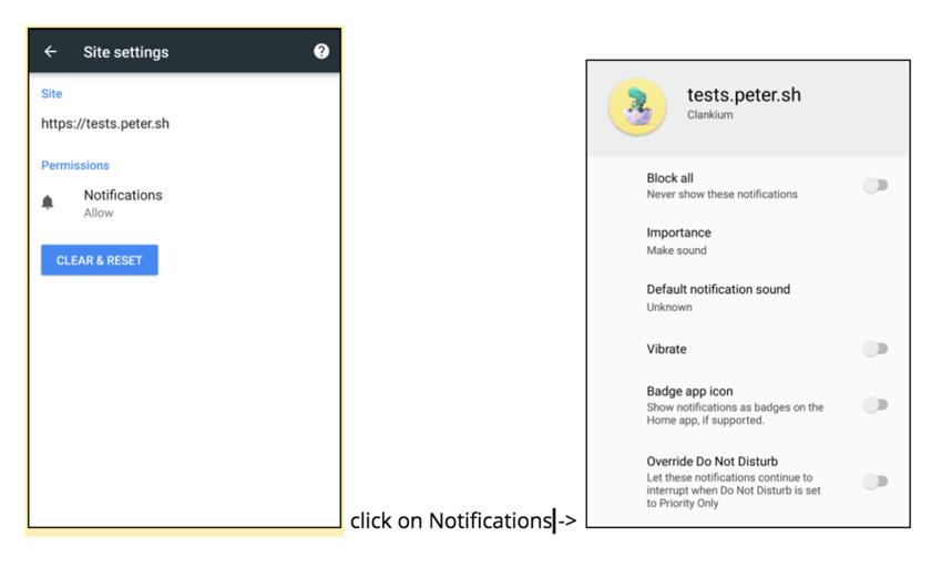 Nuevo canal de notificaciones de Android O aplicado en Chrome