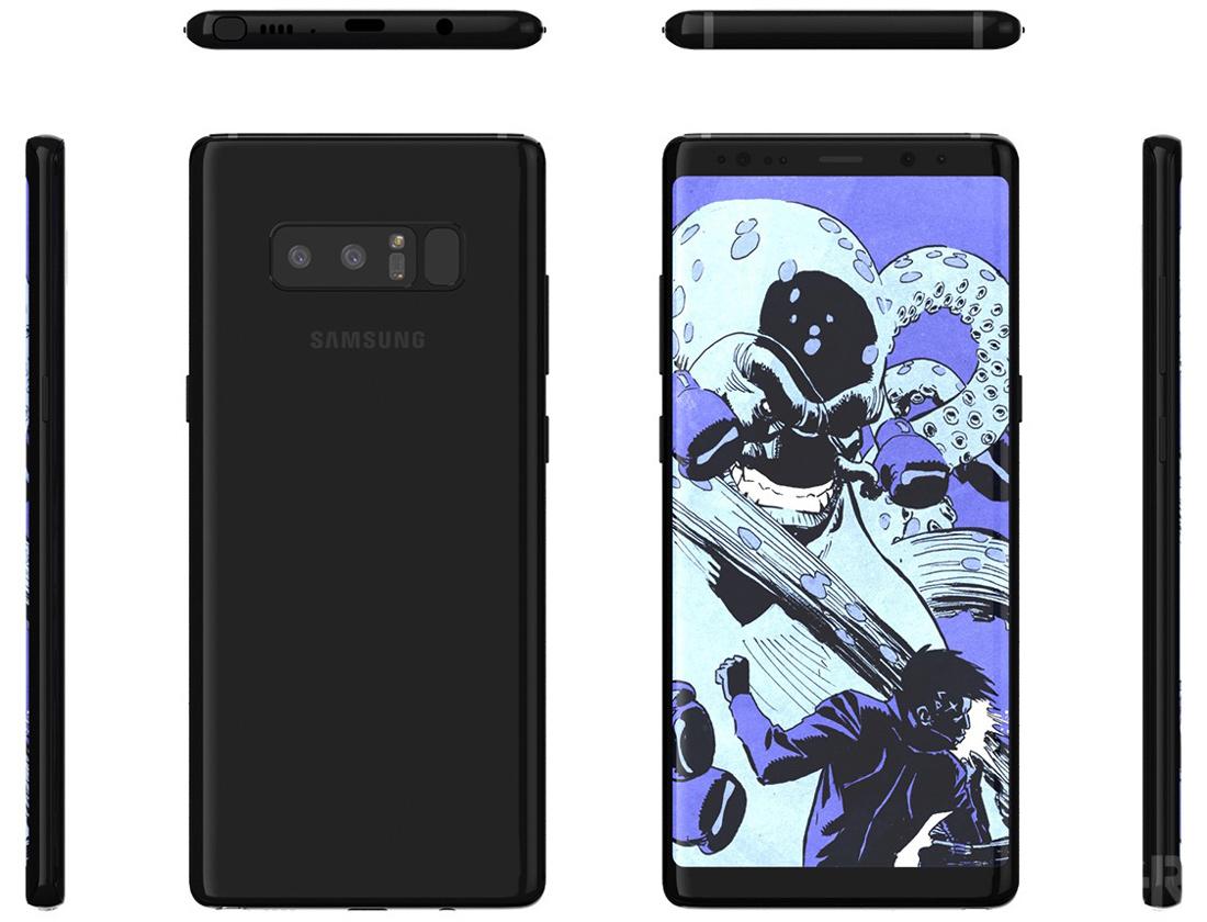 Render con el diseño del Samsung Galaxy Note 8